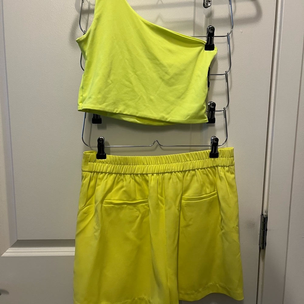 Skies Are Blue High Waist Neon Yellow Shorts